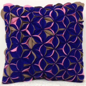 Amelie Royal Blue & Pink Felt Petals Cushion Cover