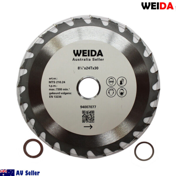 2x 210mm 24T Wood Circular Saw Blade Cutting Disc 8-1/4” Bore30/25.4/22.23mm Cut