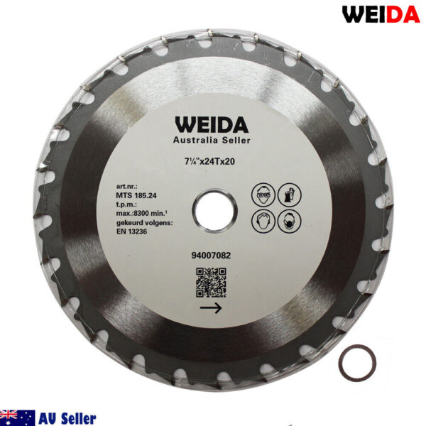 185mm Wood Circular Saw Blade Cutting Disc 7-1/4” 24T Bore 20/16mm 2.2mm Kerf