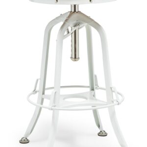 White Bar Stool Hamptons  Height Adjustable and Swivel with Natural Wood Top