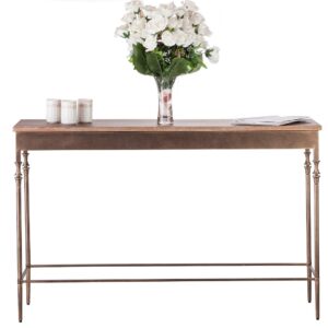 Wooden Iron Narrow Hallway Console Table with Finial Legs