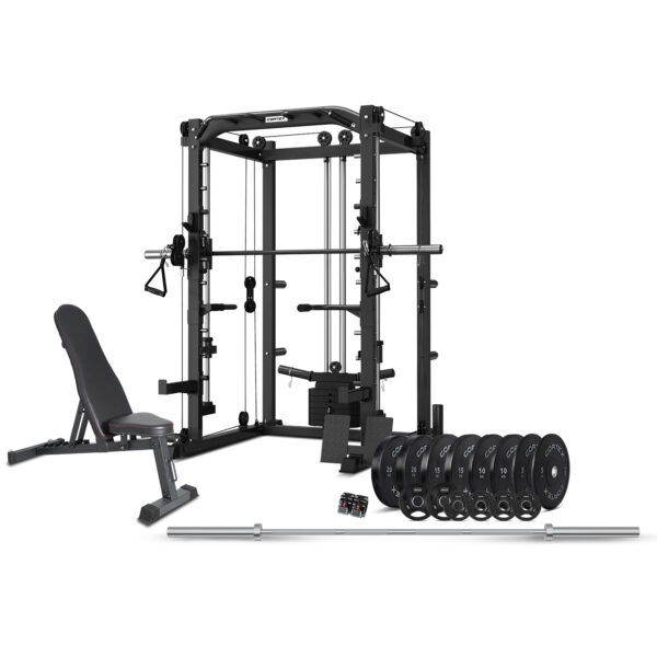 CORTEX SM20 Smith Station with 130kg Olympic Bumper (V2) Weight  Bar and Bench Set