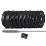 CORTEX 170kg Black Series V2 Rubber Olympic Bumper Plate Set 50mm with SPARTAN205 Barbell