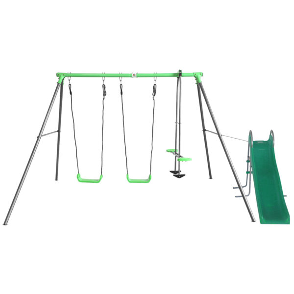 Kids Hurley 2 Metal Swing Set with Slide