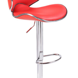 2X Red Bar Stools Faux Leather Mid High Back Adjustable Crome Base Gas Lift Swivel Chairs