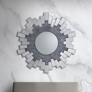 Wall Mirror Sparkling Crush Crystal MDF Silver And Grey MRR-06