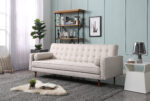 Sofa Bed 3 Seater Button Tufted Lounge Set for Living Room Couch in Fabric Beige Colour