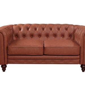 2 Seater Brown Sofa Lounge Chesterfireld  Button Tufted in Faux Leather