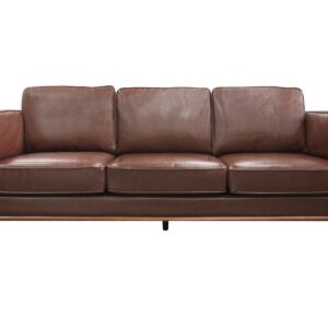 3 Seater Faux Sofa Brown Lounge Set for Living Room Couch with Wooden Frame