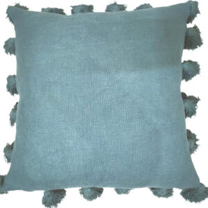 Blue cushion with tassels 45x45 cm