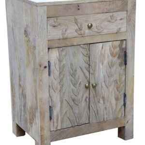 2 drawer sandblasted bedside in bird design