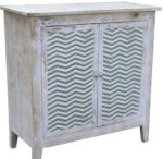 2 drawer whitewashed cabinet with Grey/White bone chevron design 82(w)x80(h)x36(d)