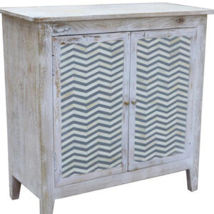 2 drawer whitewashed cabinet with Grey/White bone chevron design 82(w)x80(h)x36(d)