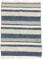 Striped blue/white cotton kilim rug 90x150 cm