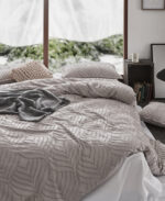 Tufted ultra soft microfiber quilt cover set-single beige