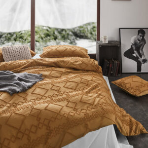 Tufted ultra soft microfiber quilt cover set-single caramel