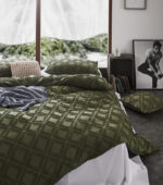 Tufted ultra soft microfiber quilt cover set-single khaiki green