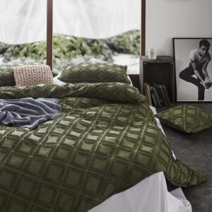 Tufted ultra soft microfiber quilt cover set-single khaiki green