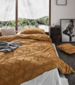 Tufted ultra soft microfiber quilt cover set-queen caramel