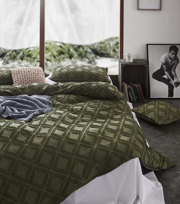 Tufted ultra soft microfiber quilt cover set-king khaiki green