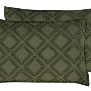 TUFTED MICROFIBRE SUPER SOFT TWIN PACK STANDARD PILLOWCASES-KHAKI GREEN