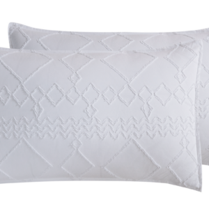 TUFTED MICROFIBRE SUPER SOFT TWIN PACK STANDARD PILLOWCASES-WHITE