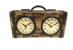 Table Clock - Brick Mould Dual Dial