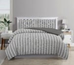 Cove TEXTURED CHARCOAL QUILT COVER SET - QUEEN