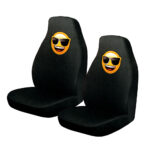 Pair of Emoji Car Front Seat Covers Sunglasses Faces