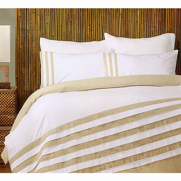 Turin White Linen Quilt Cover Set QUEEN