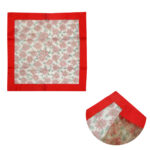 Christmas Red Joyful Floral Sheer Organza Glitter Table Cloth Topper 90 x 90 cm