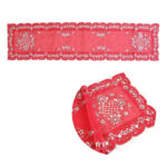 Aurora Beaded Table Runner Diamonte Sequin 40 x 180 cm Red