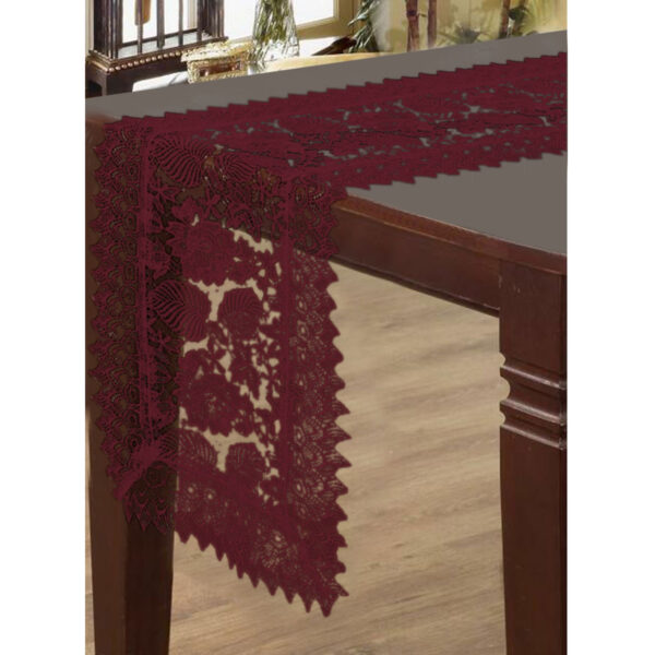 Leaf Burgundy Lace Table Runner 40 x 135 cm