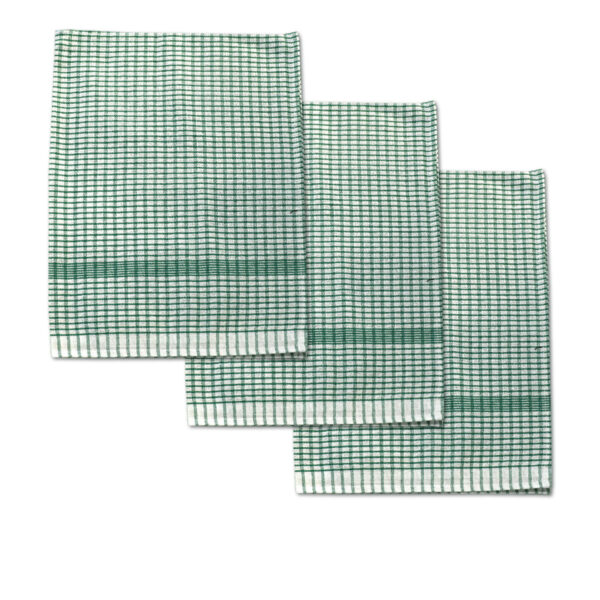 Set of 3 Jumbo Cotton Checkered Tea Towels 60 x 90 cm Green