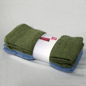 Set of 4 Budget Cotton Hand Towels 42 x 67 cm Olive Blue