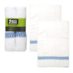 Set of 2 Greek Key Bath Mats White