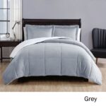 3 Piece Micro Mink Comforter Set Grey Queen