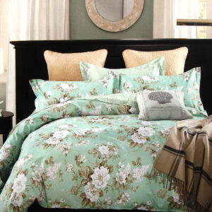 Mint Botany 100% Cotton Reversible Quilt Cover Set Queen