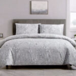 Artex Silver Peony Floral Printed Microfiber Polyester Quilt Cover Set Queen