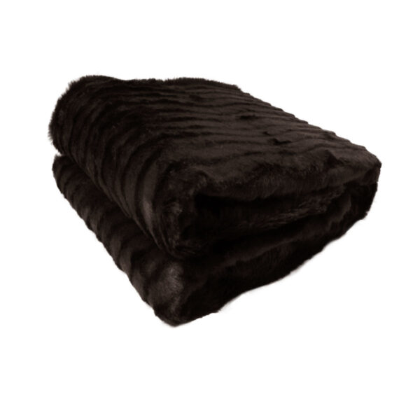 Faux Fur Striped Throw Rug Dark Chocolate