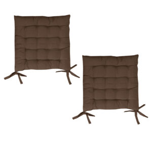 Set of 2 Chair Pads with Ties 40 x 40 cm Chocolate