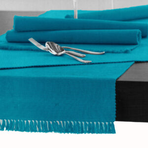 Hoydu Cotton Ribbed Table Runner 45cm x 150cm - BLUE BIRD