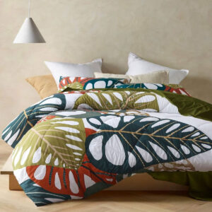 Accessorize 3 Piece Monstera Digital Printed Comforter Set Queen