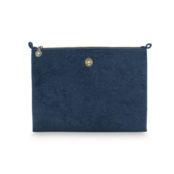 PIP Studio Velvet Quilted Dark Blue Large Cosmetic Flat Pouch