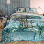 Bedding House Canopy Blue Green Cotton Sateen Quilt Cover Set King