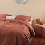 Bedding House Organic Cotton Basic Terracotta Quilt Cover Set Queen