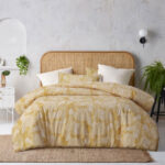 Accessorize Betty Otway Ochre Washed Cotton Printed Quilt Cover Set Double