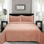 J.Elliot Home Merida Clay Pink Velvet Quilted Coverlet Set Queen/King