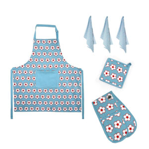 IDC Homewares 6 Pce Cotton Bud Cotton Kitchen Set Blue