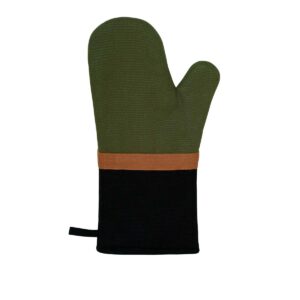 J Elliot Home Selby Cotton Oven Mitt 34 x 15 cm Olive & Black